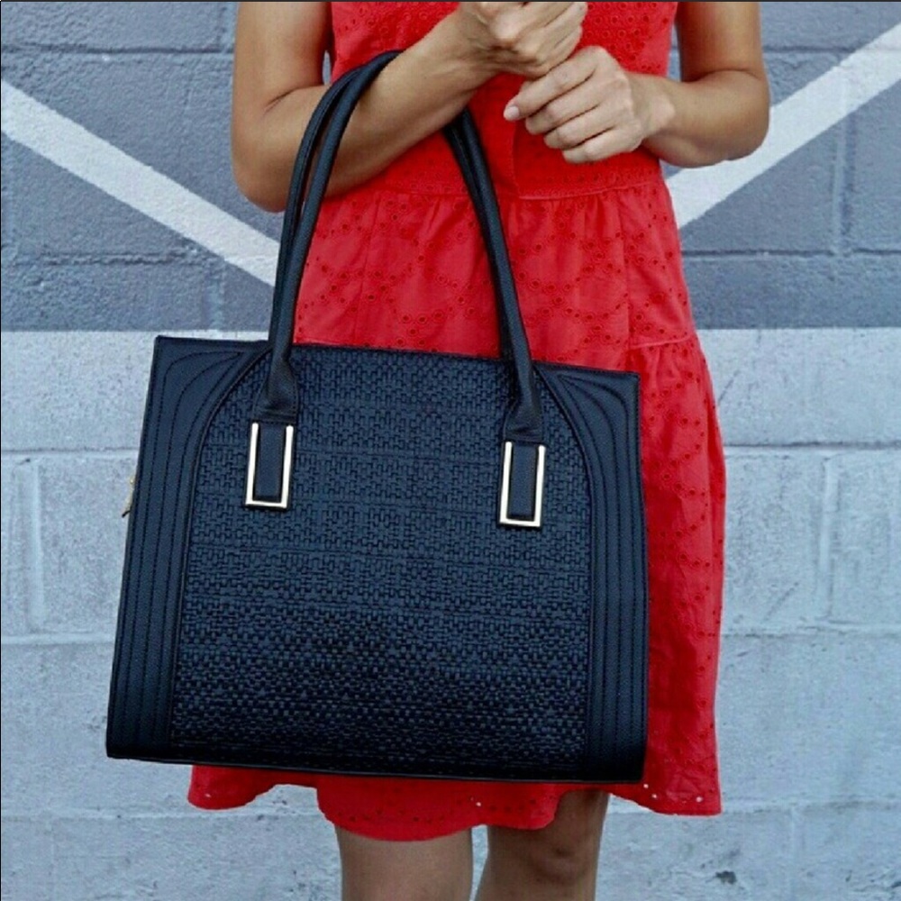 1 left! Boutique-Pink Haley Dariela Tote in Black - Picture 2 of 7